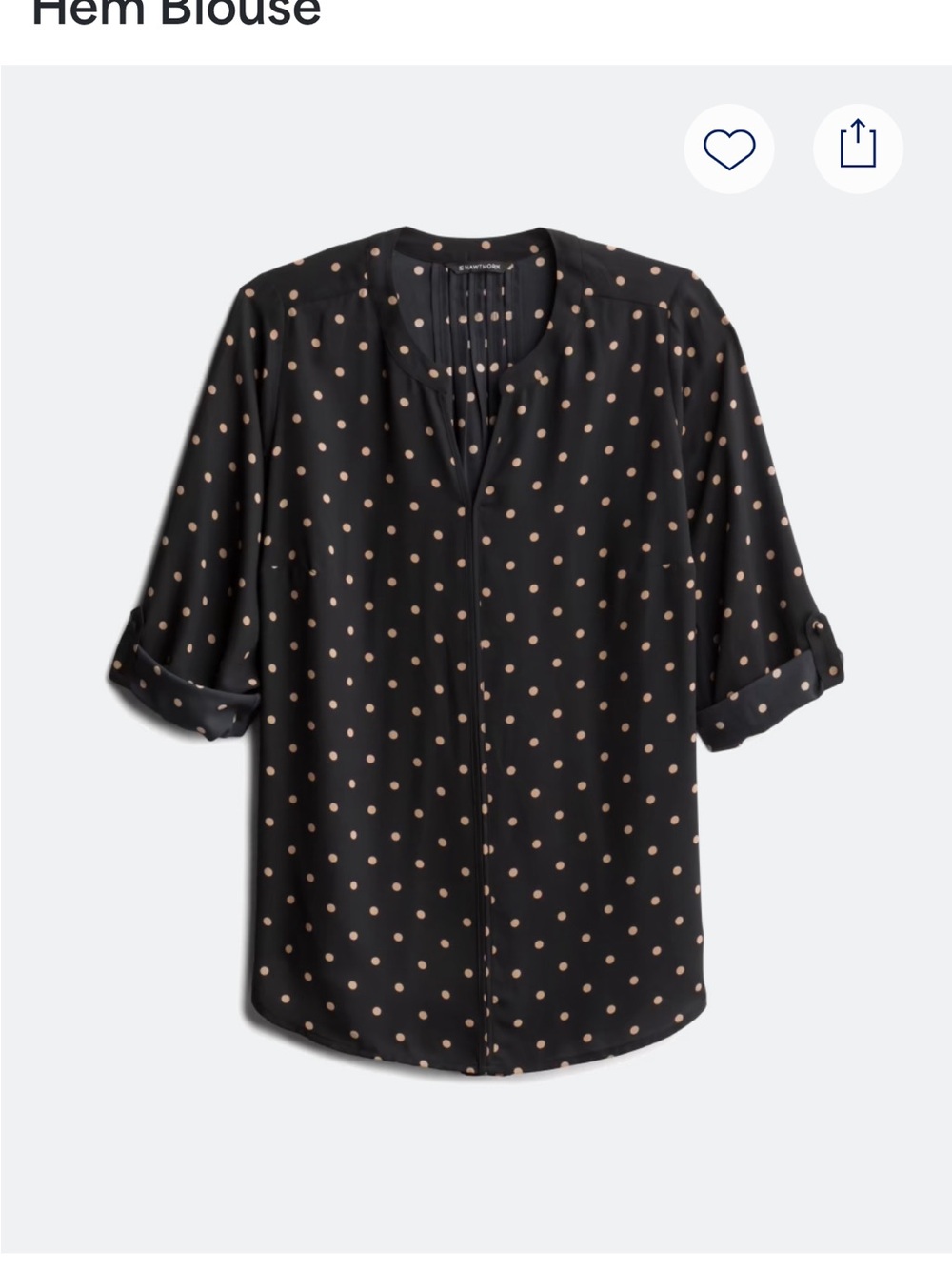 41 Hawthorn Black Blouse with Tan Polka Dots